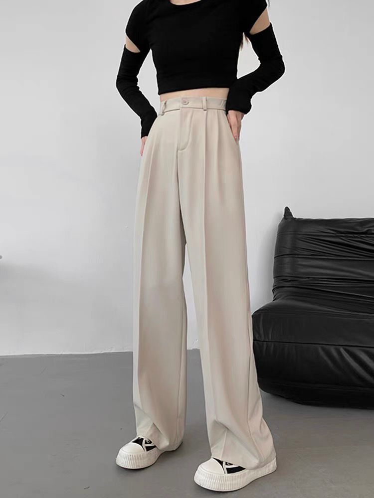 High Waist Casual Straight-leg Suit Pants