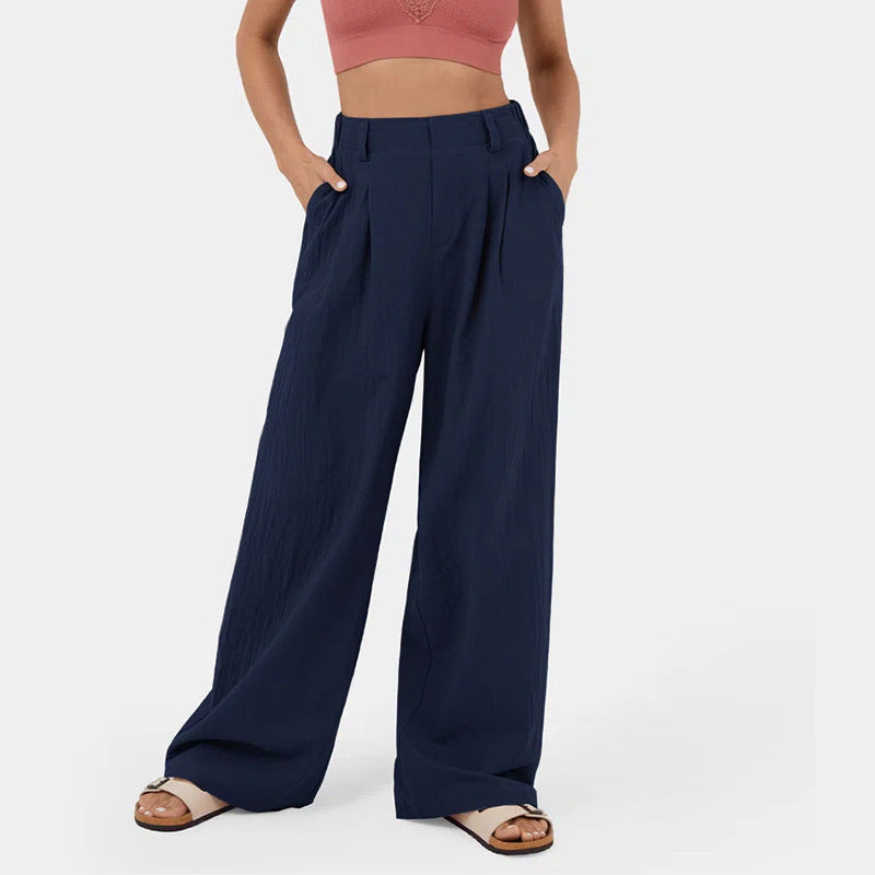 Straight-leg Cotton High Waist Pants