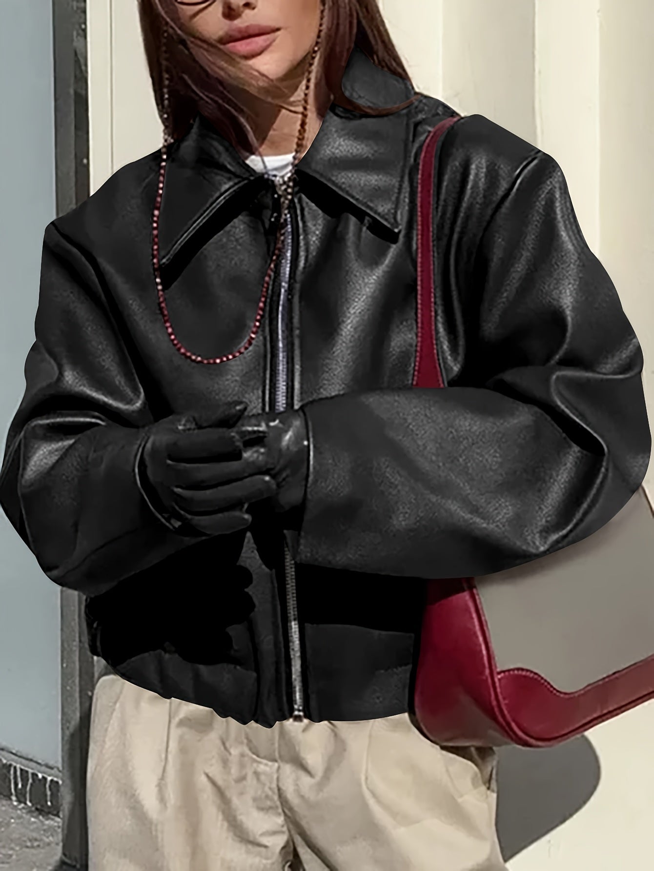 Matte Leather Jacket Coat