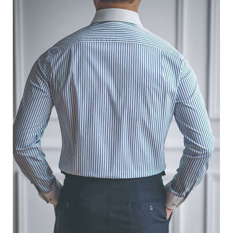 Slim Fit Pointed Collar Long Sleeve Shirt