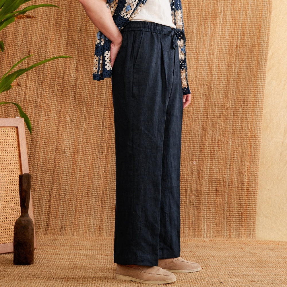 Linen Loose High Waist Lace Trousers