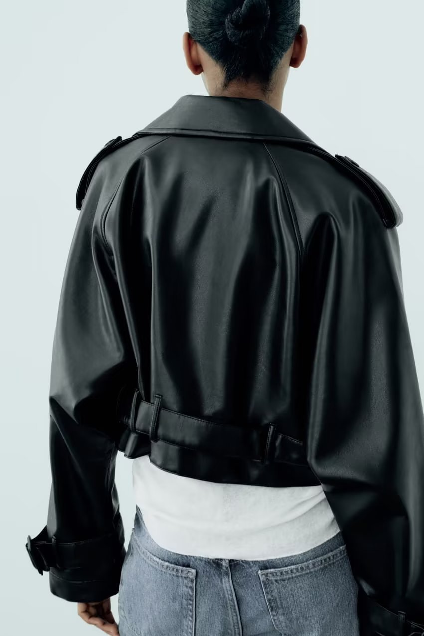 Leather Loose Short Trench Coat