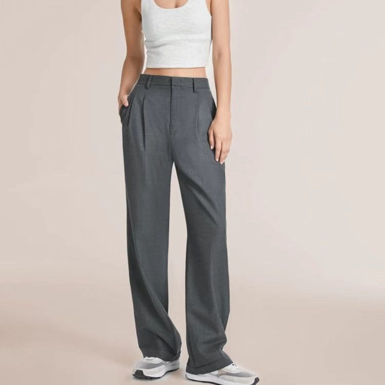Solid Pocket High Waist Wide Leg Pants