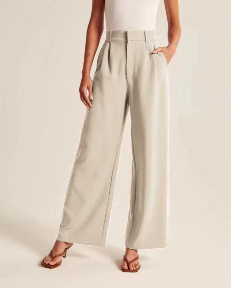 Solid Pocket High Waist Wide Leg Pants