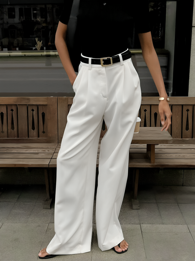 White High-waist Trousers