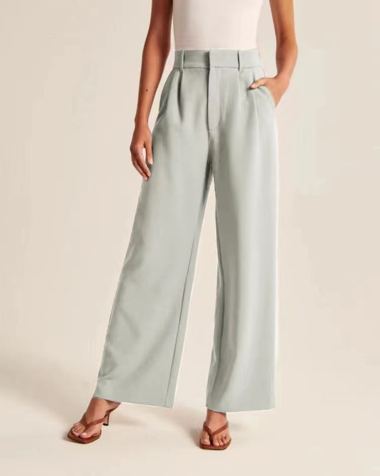 Solid Pocket High Waist Wide Leg Pants