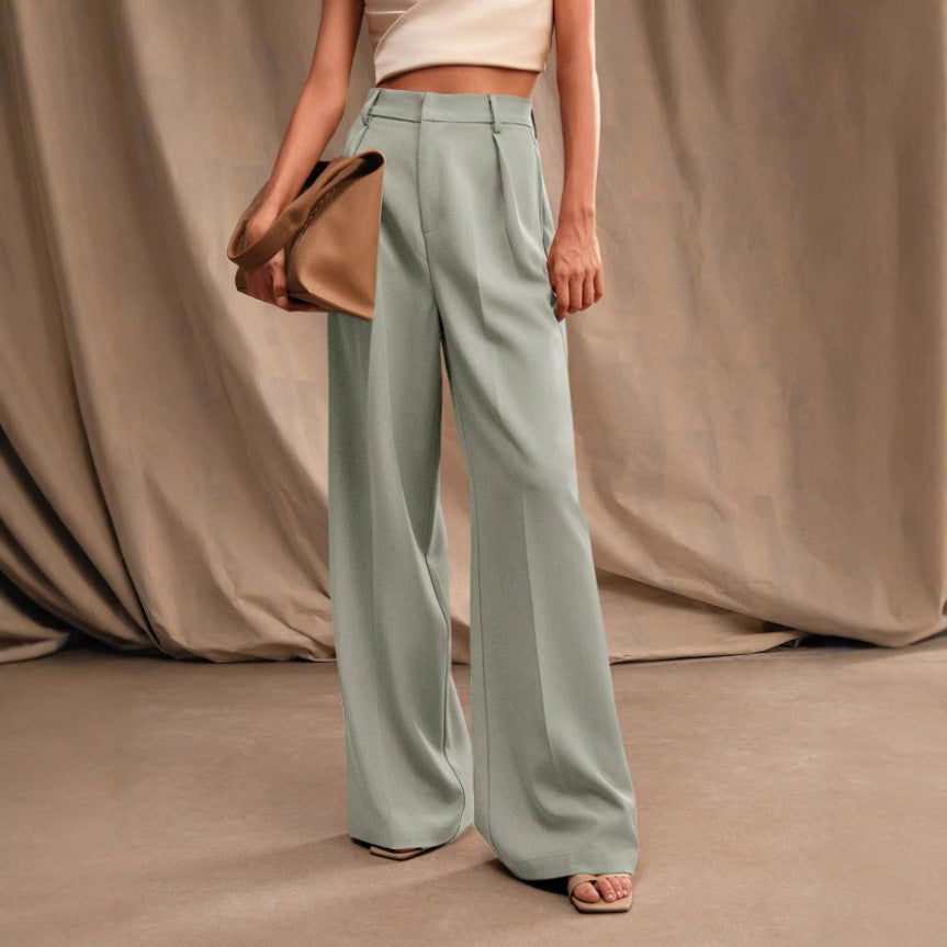 Suit Pants Loose High Waist Wide Leg Trousers