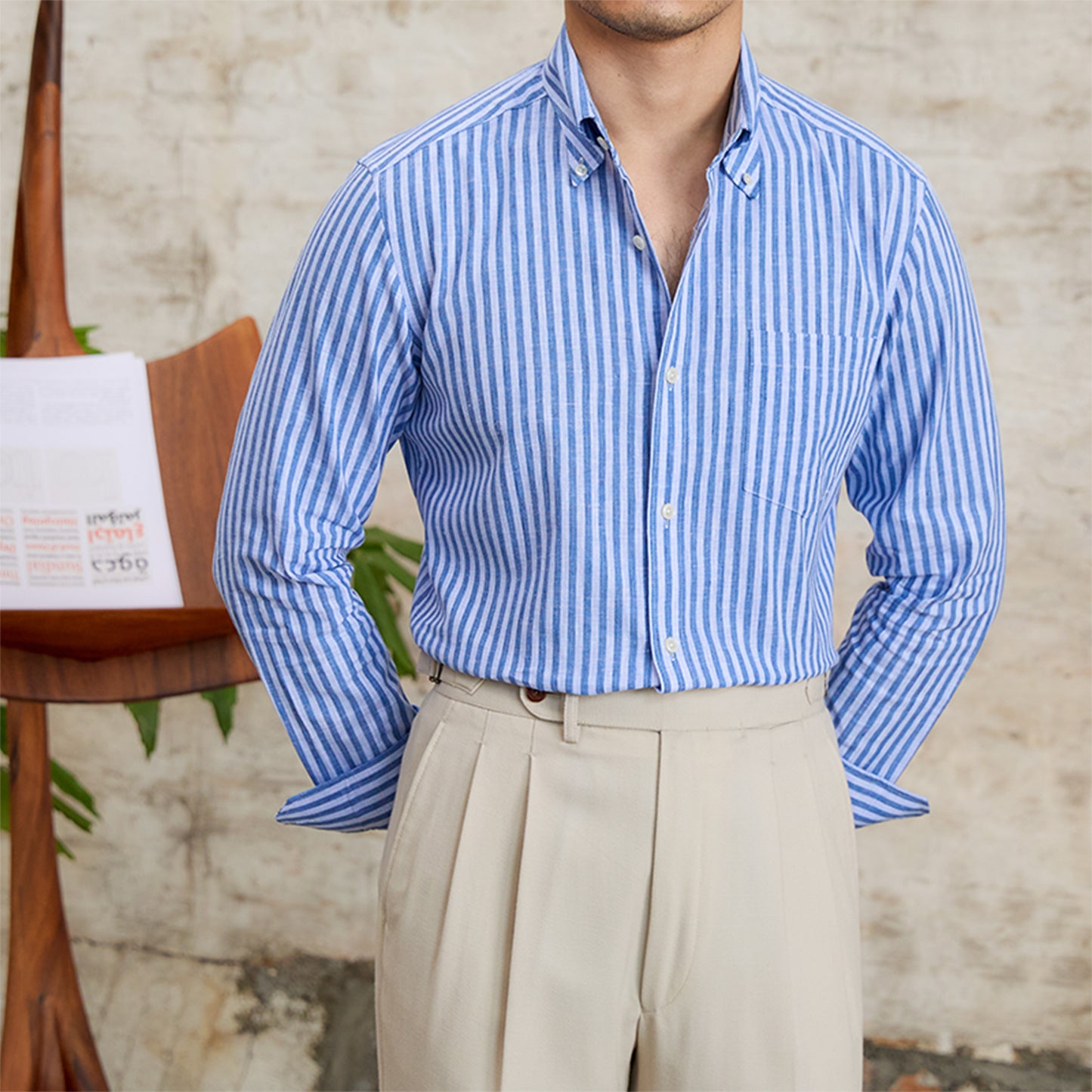 Bourgeoisie Striped Linen Long Sleeved Shirt