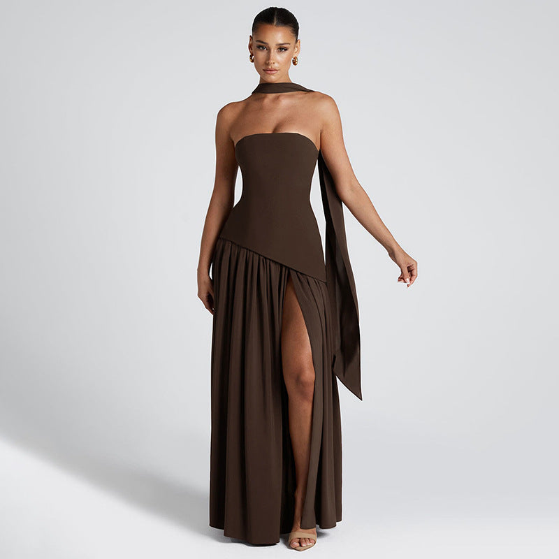 Split Backless Elegant Streamer Dress