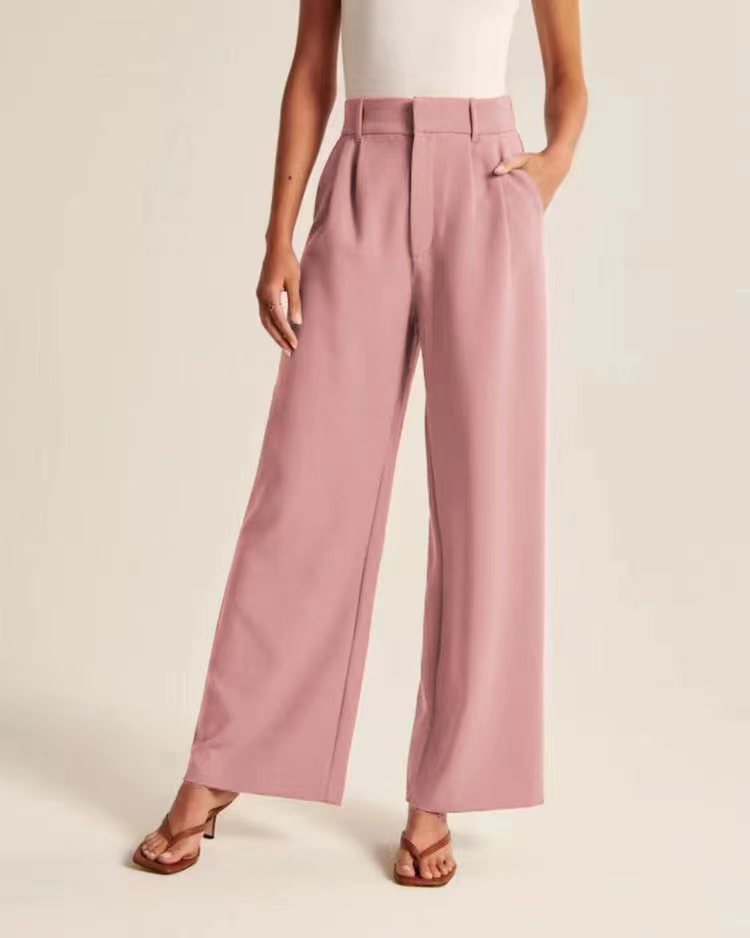 Solid Pocket High Waist Wide Leg Pants
