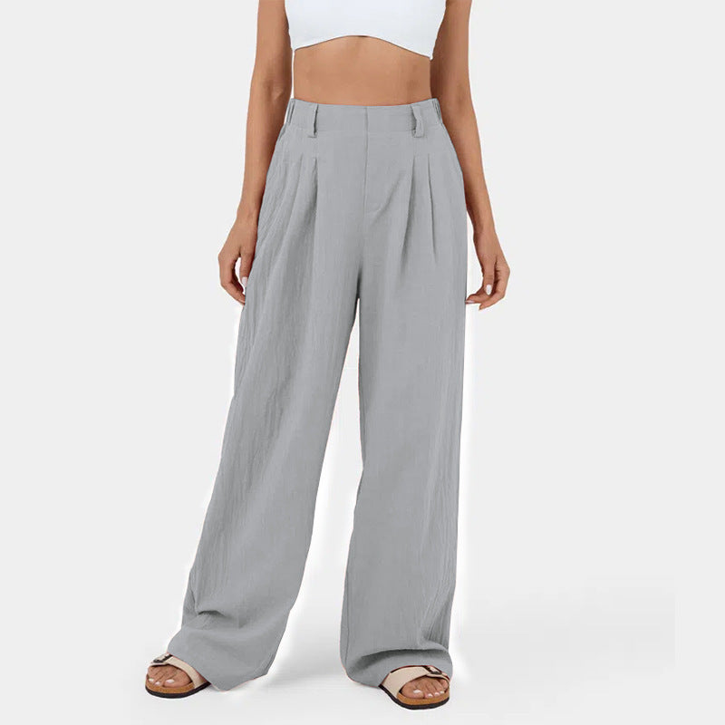 Straight-leg Cotton High Waist Pants