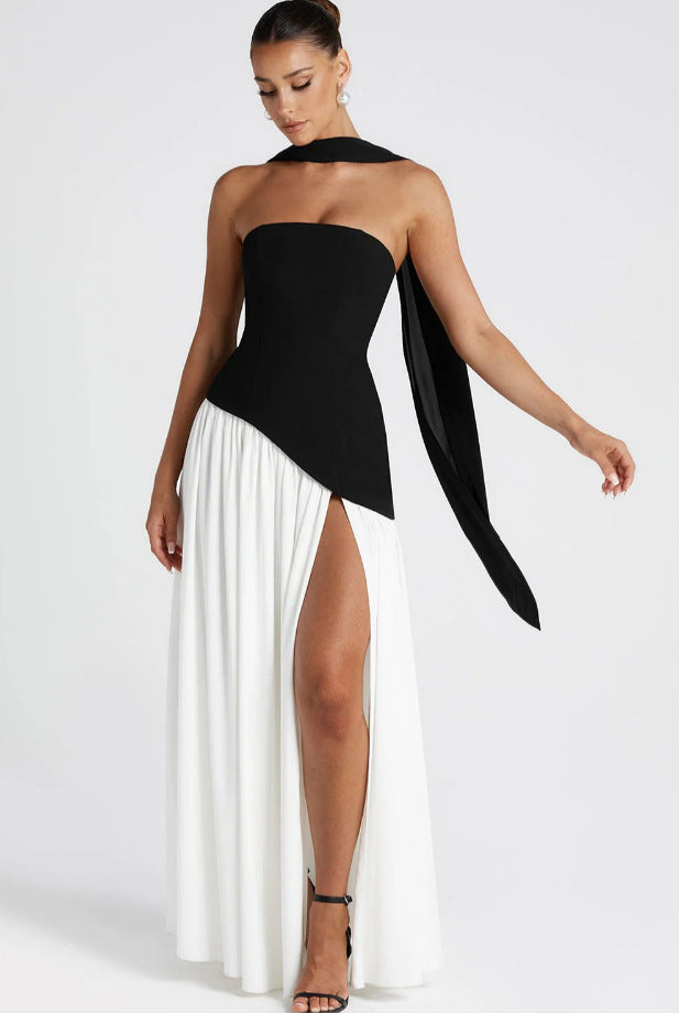 Irregular Tube Top Tied Dress