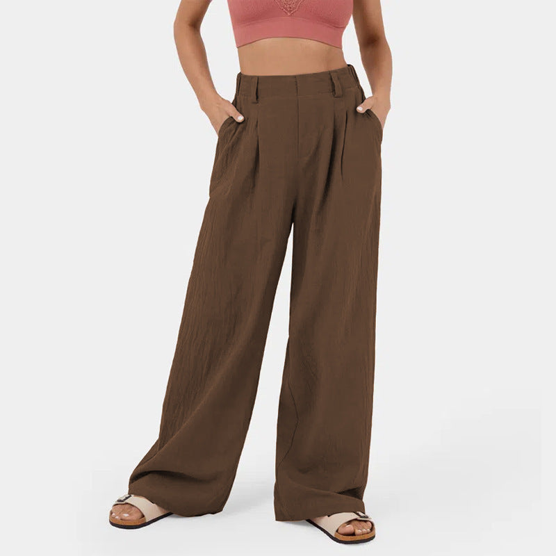 Straight-leg Cotton High Waist Pants