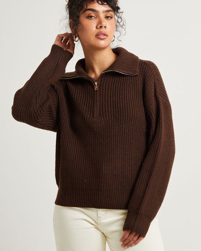 Open Collar Wool Sweater