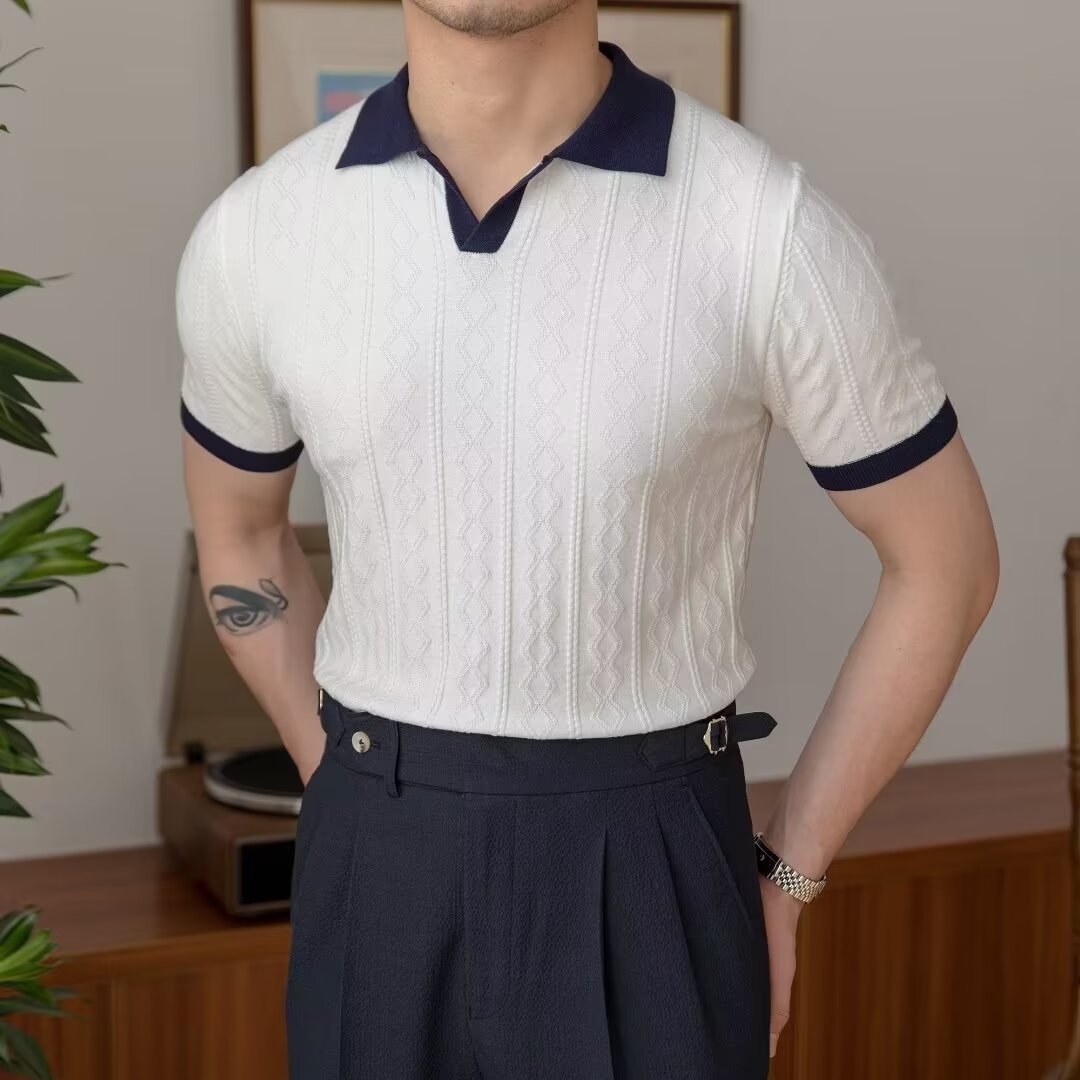 Italian Color Matching Men's Polo Shirt