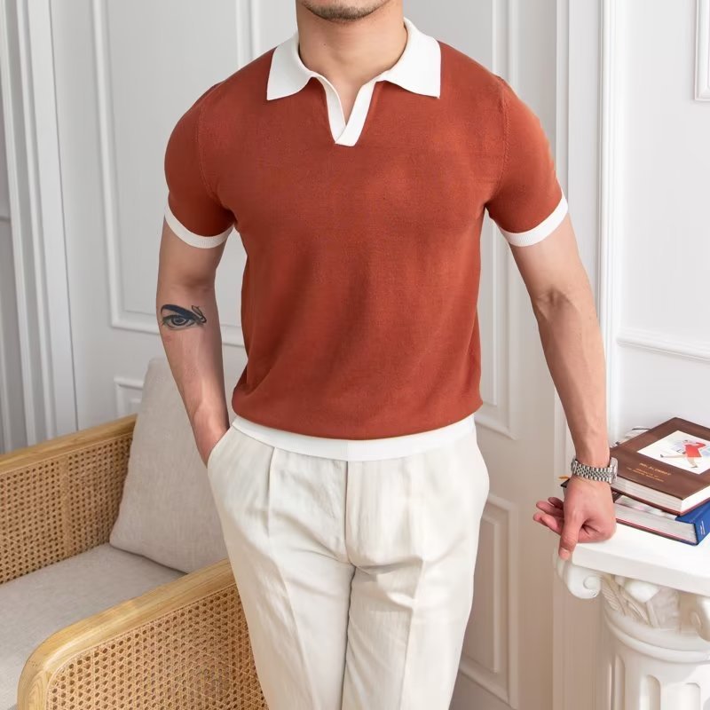 Japanese Solid Color Short-sleeved Polo Shirt