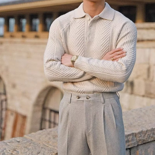 Lapel Knitted Sweater Cashmera