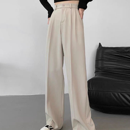 High Waist Casual Straight-leg Suit Pants