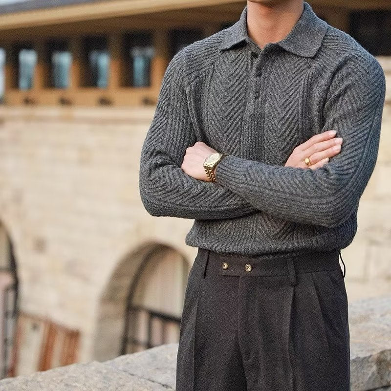 Lapel Knitted Sweater Cashmera