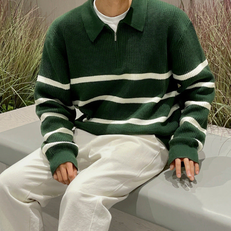 Half Zipper Knitwear Polo Collar Sweater