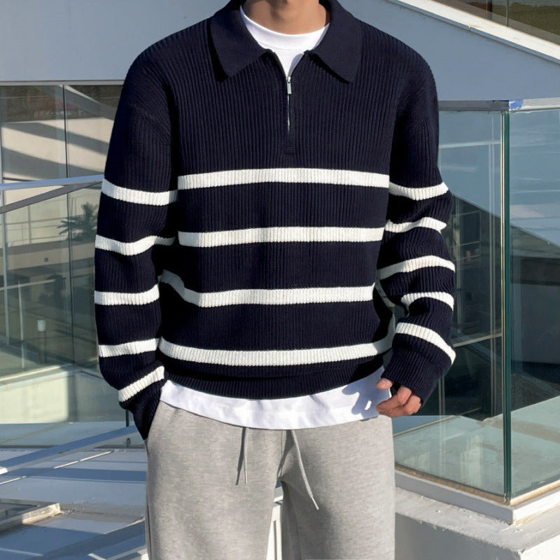 Half Zipper Knitwear Polo Collar Sweater