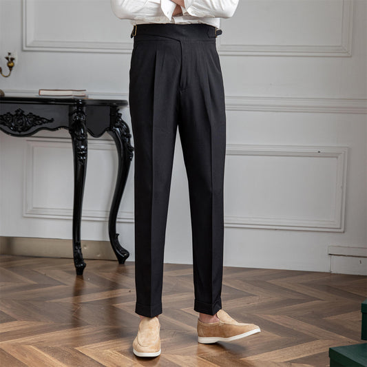 Thin High-waisted Straight-leg Pants
