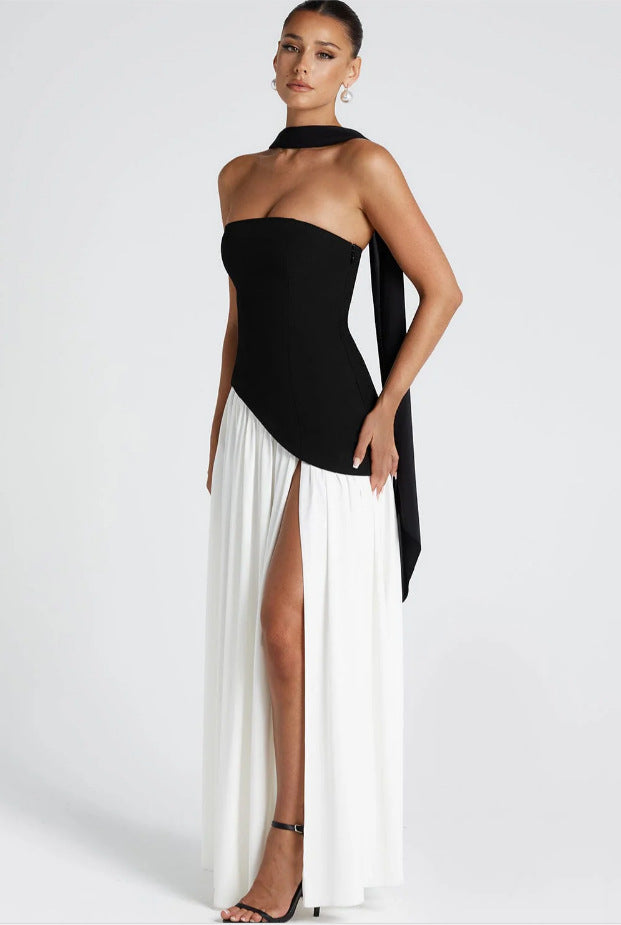 Irregular Tube Top Tied Dress