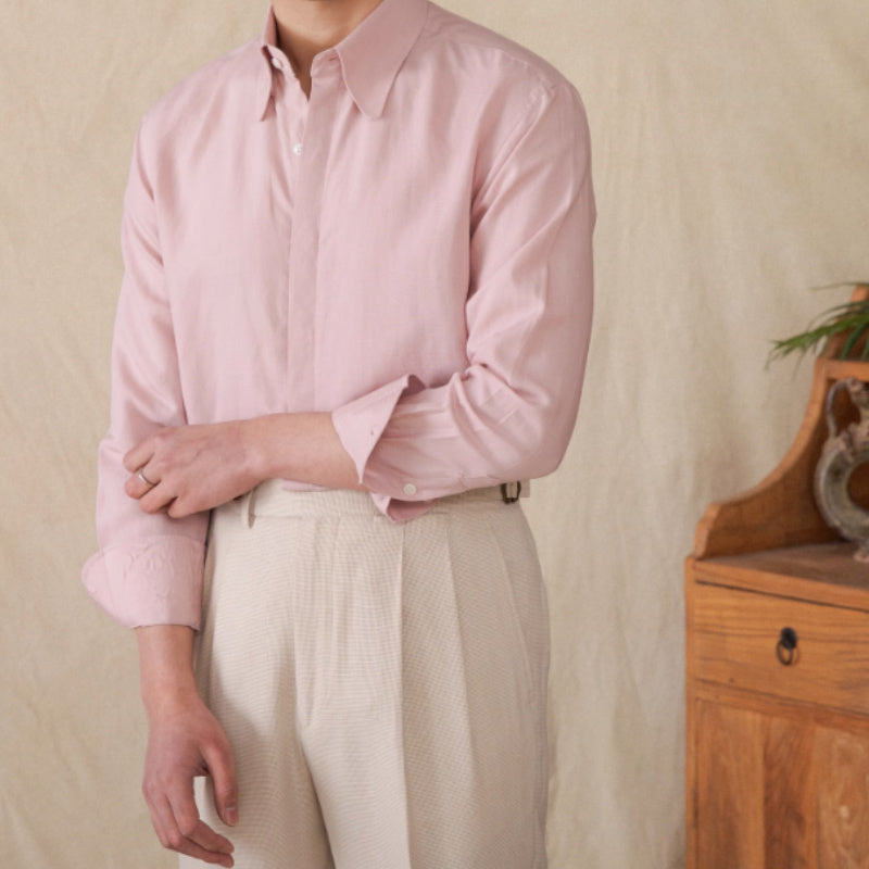 Draping Lyocell Long Linen Sleeves Shirt