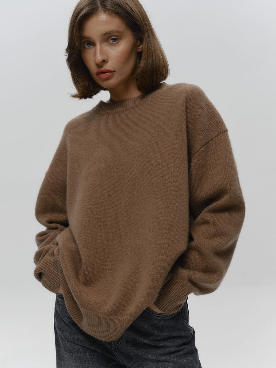 Solid Pullover Knitted Sweater