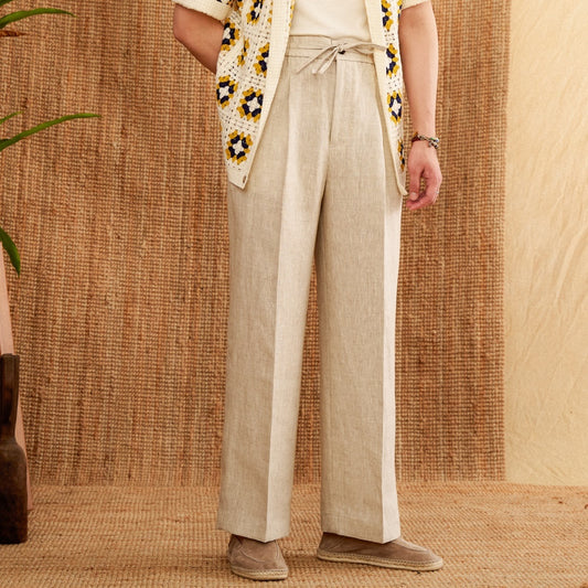 Linen Loose High Waist Lace Trousers