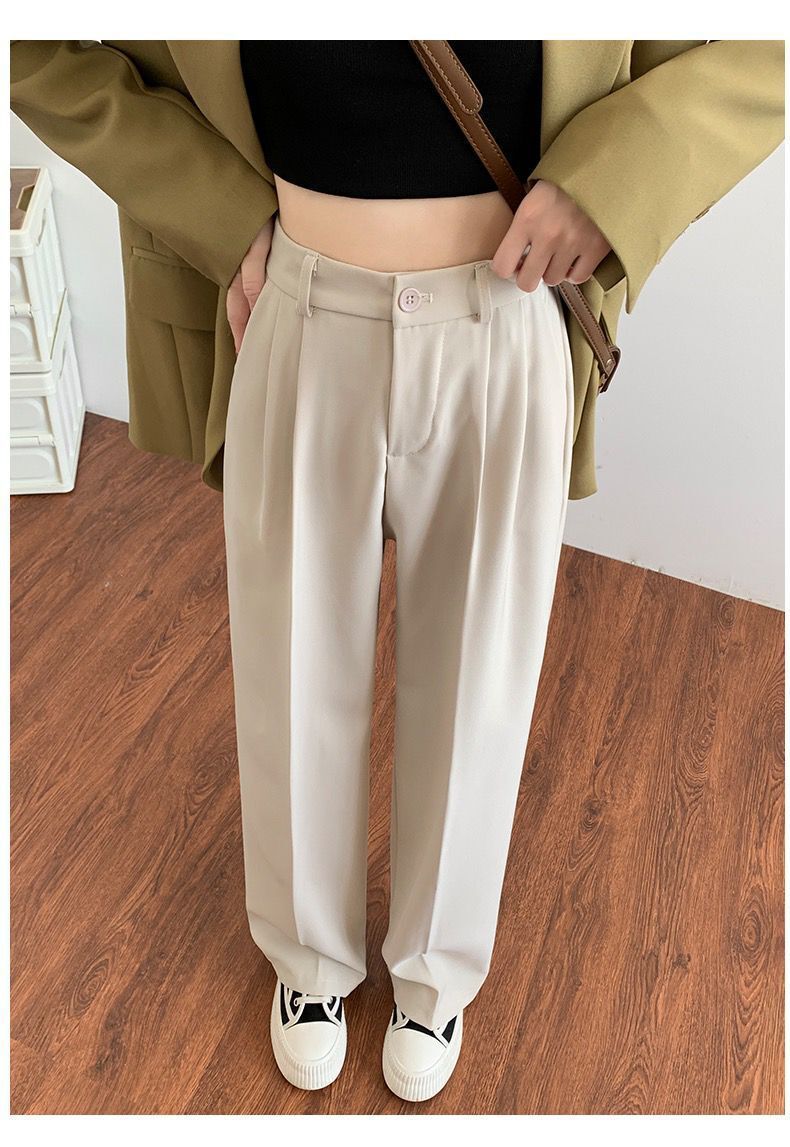 High Waist Casual Straight-leg Suit Pants