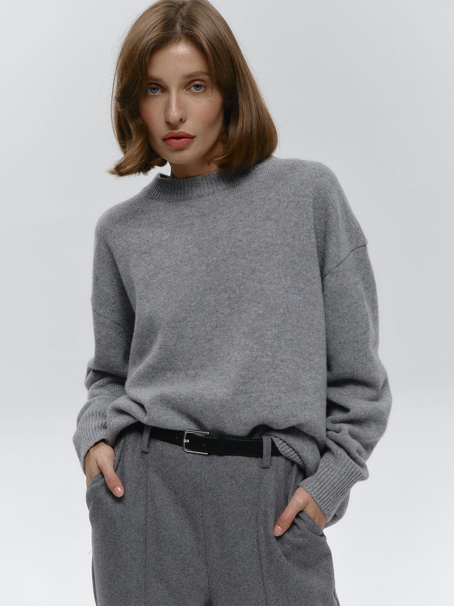 Solid Pullover Knitted Sweater