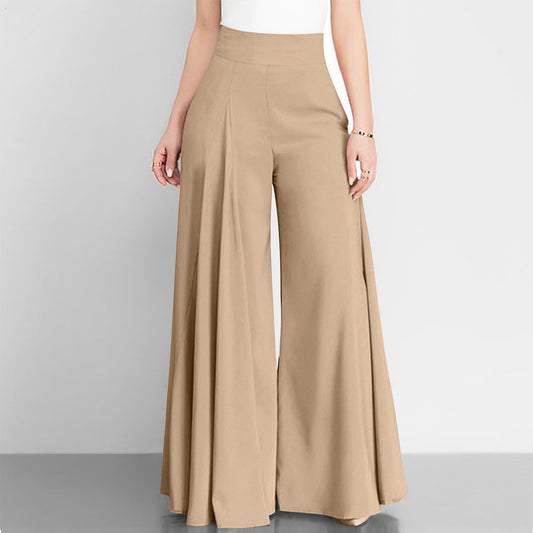 Solid Color High Waist Wide Leg Pants