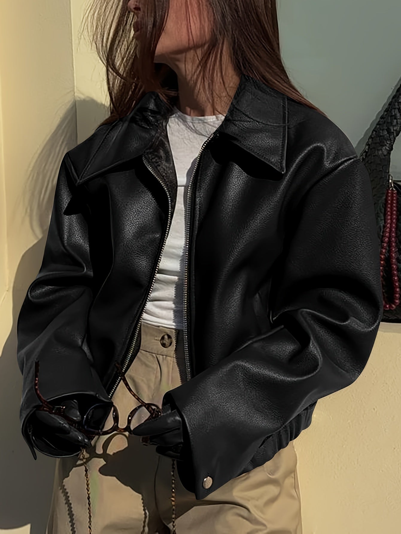 Matte Leather Jacket Coat