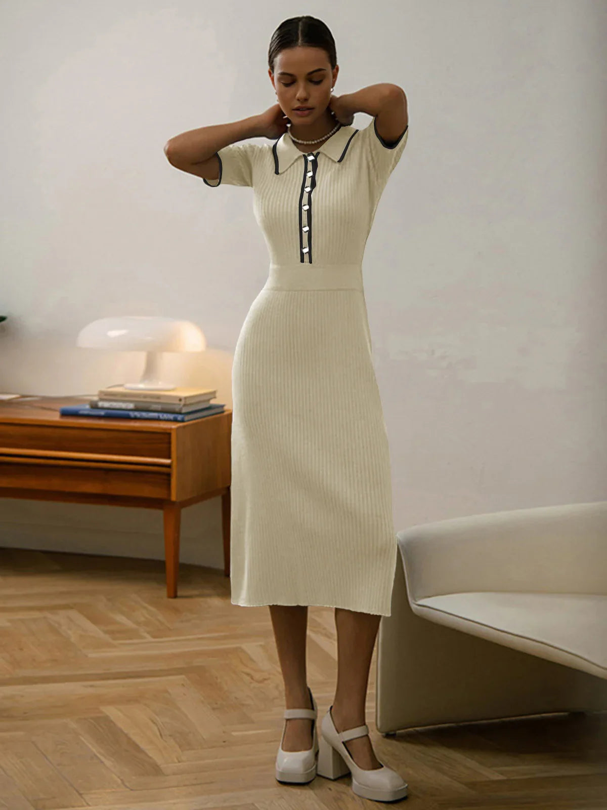 Knit Short Sleeve Midi Dress