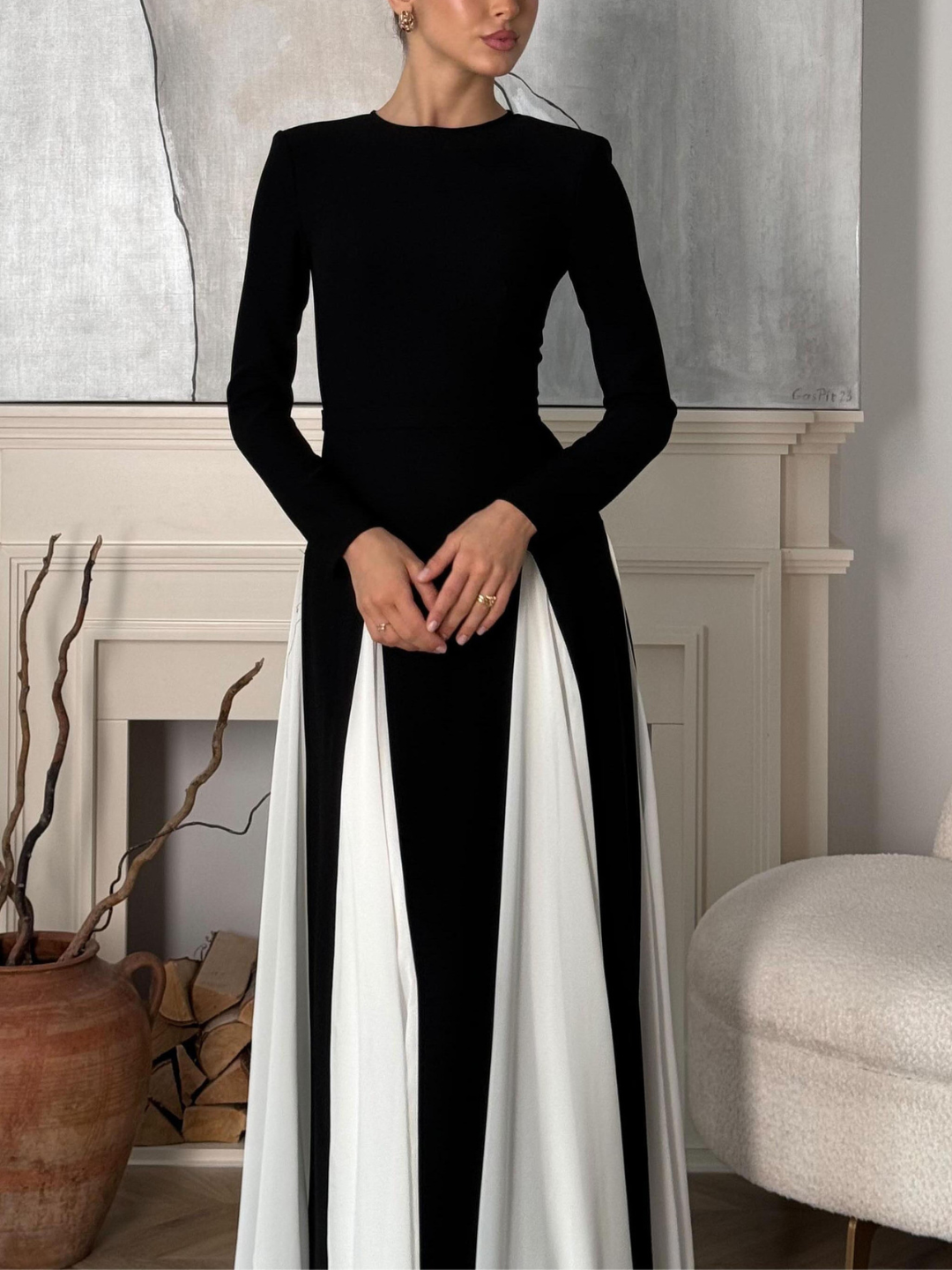Stitching Long Sleeve Dress