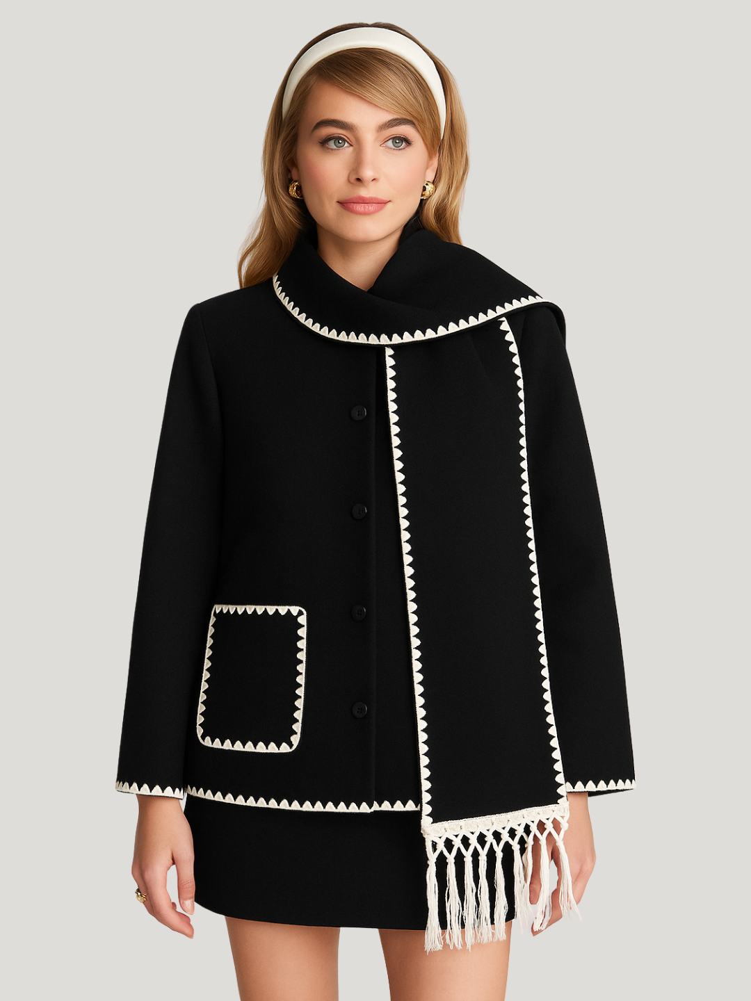 Noir Éclat Embellished Wool Jacket