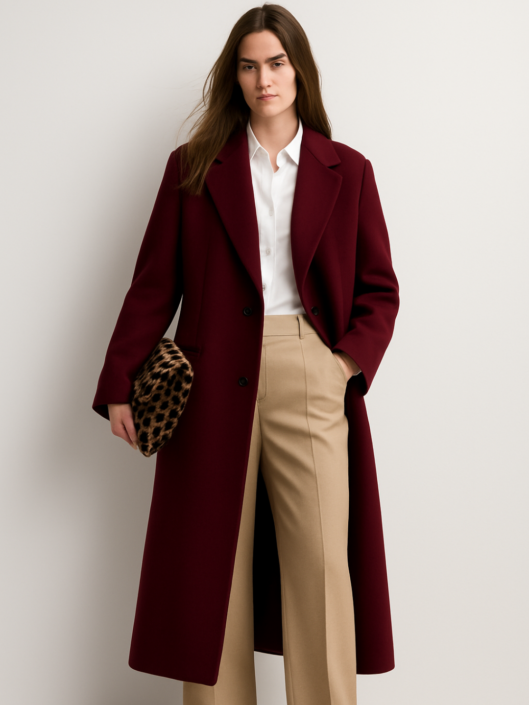Wine Avenue Double-Breasted Coat