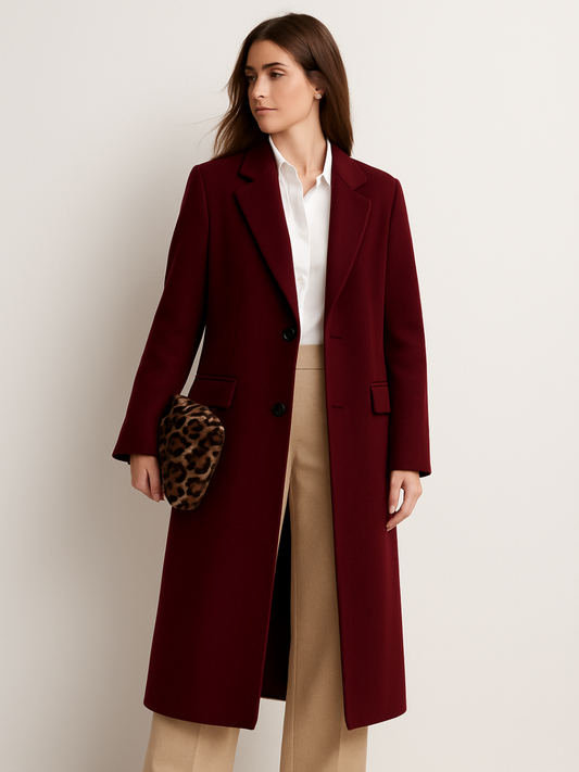 Wine Avenue Double-Breasted Coat