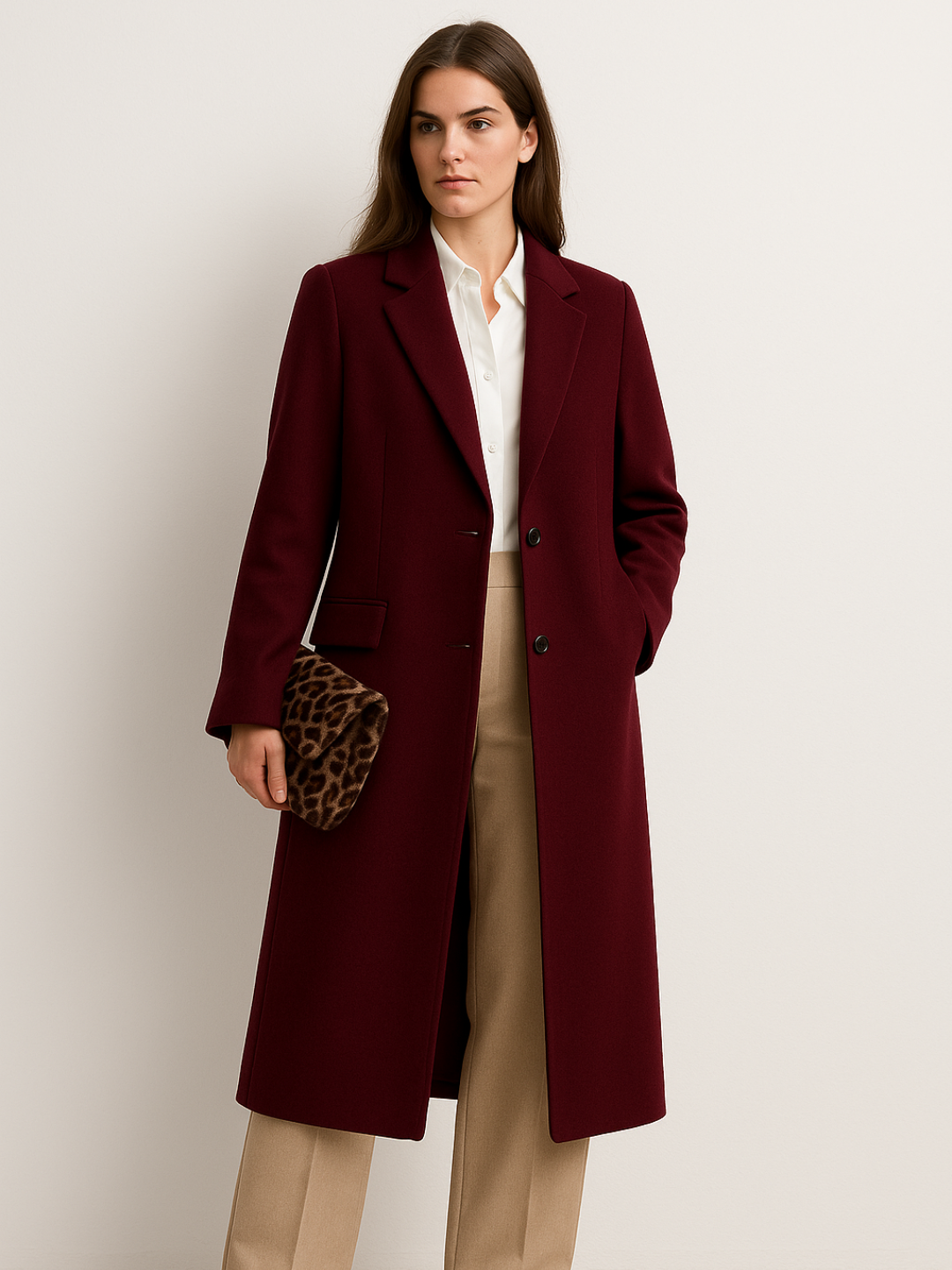 Wine Avenue Double-Breasted Coat