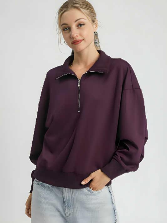 Half Zip Drop Shoulder Sweatshirt