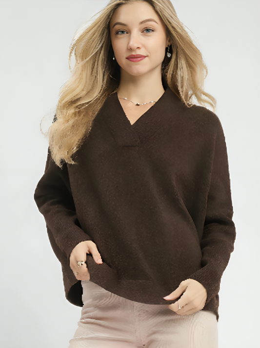 V-Neck Wide Trim Detail Sweater