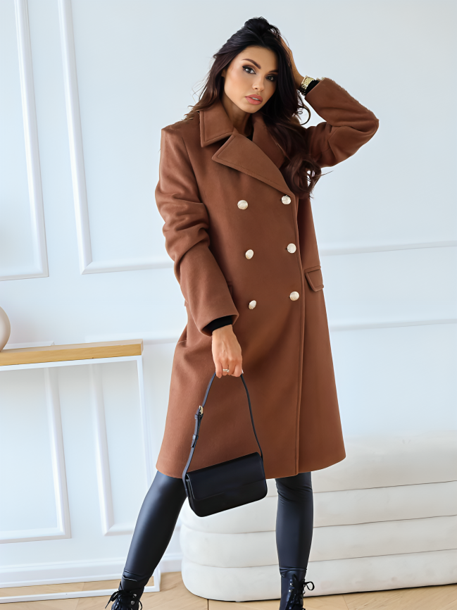 Lapel Double Breasted Woolen Coat