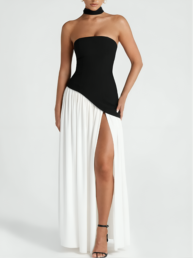 Irregular Tube Top Tied Dress