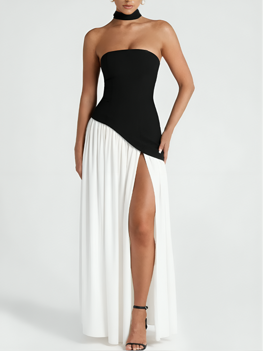 Irregular Tube Top Tied Dress