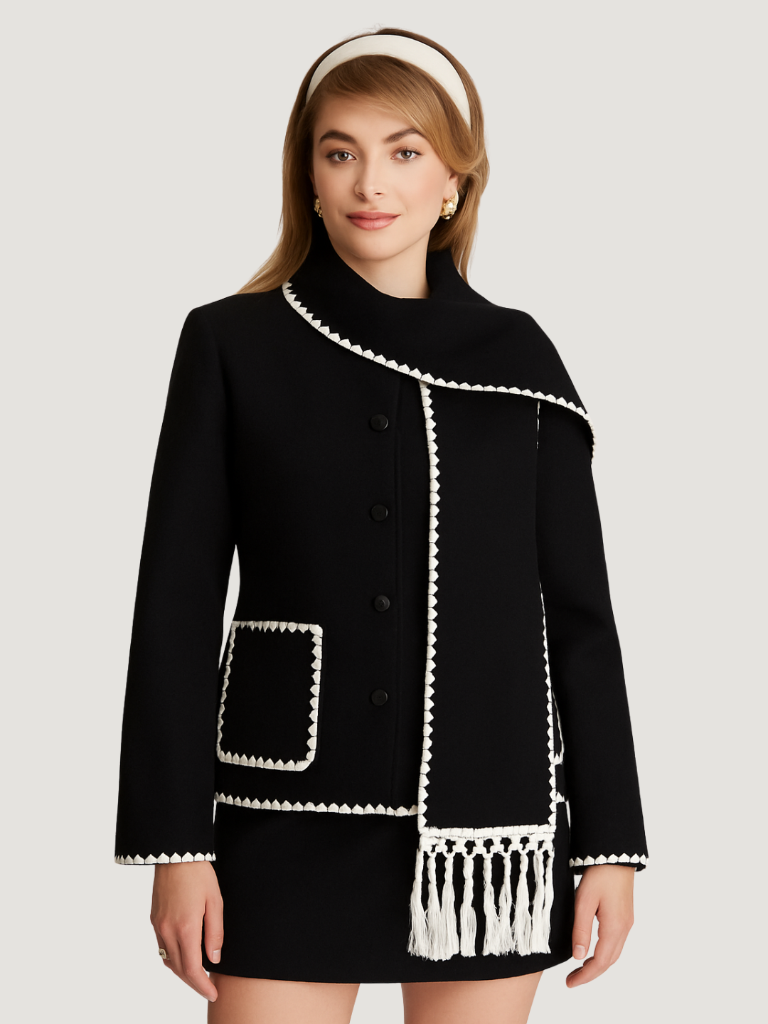 Noir Éclat Embellished Wool Jacket