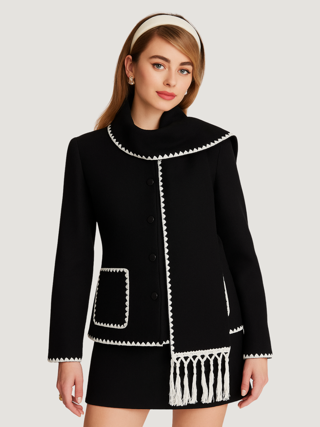 Noir Éclat Embellished Wool Jacket