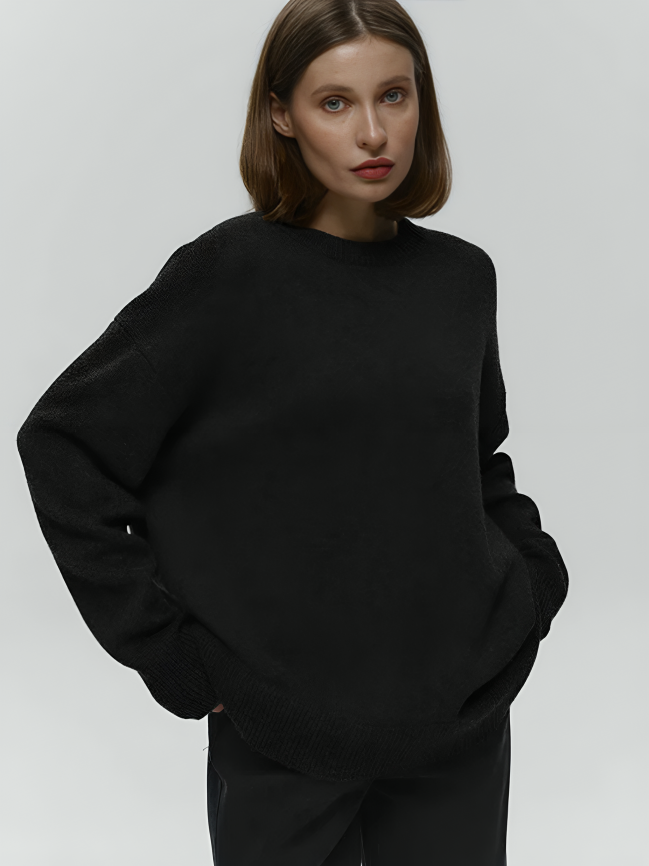 Solid Pullover Knitted Sweater