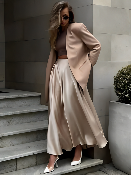 Elastic Waist Satin Minx Skirt