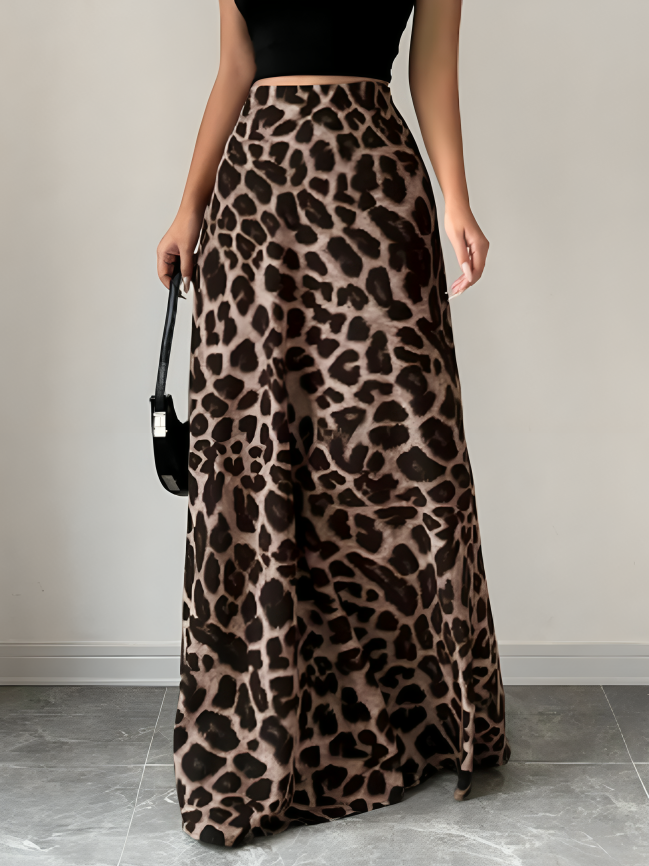 Leopard Print High-Waisted Maxi Skirt
